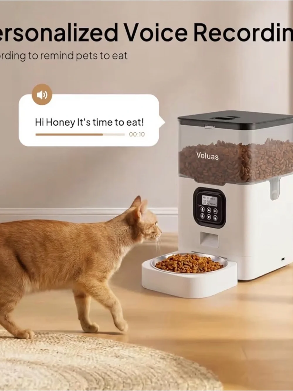 Automatic Cat Feeder - White with Clear Hopper